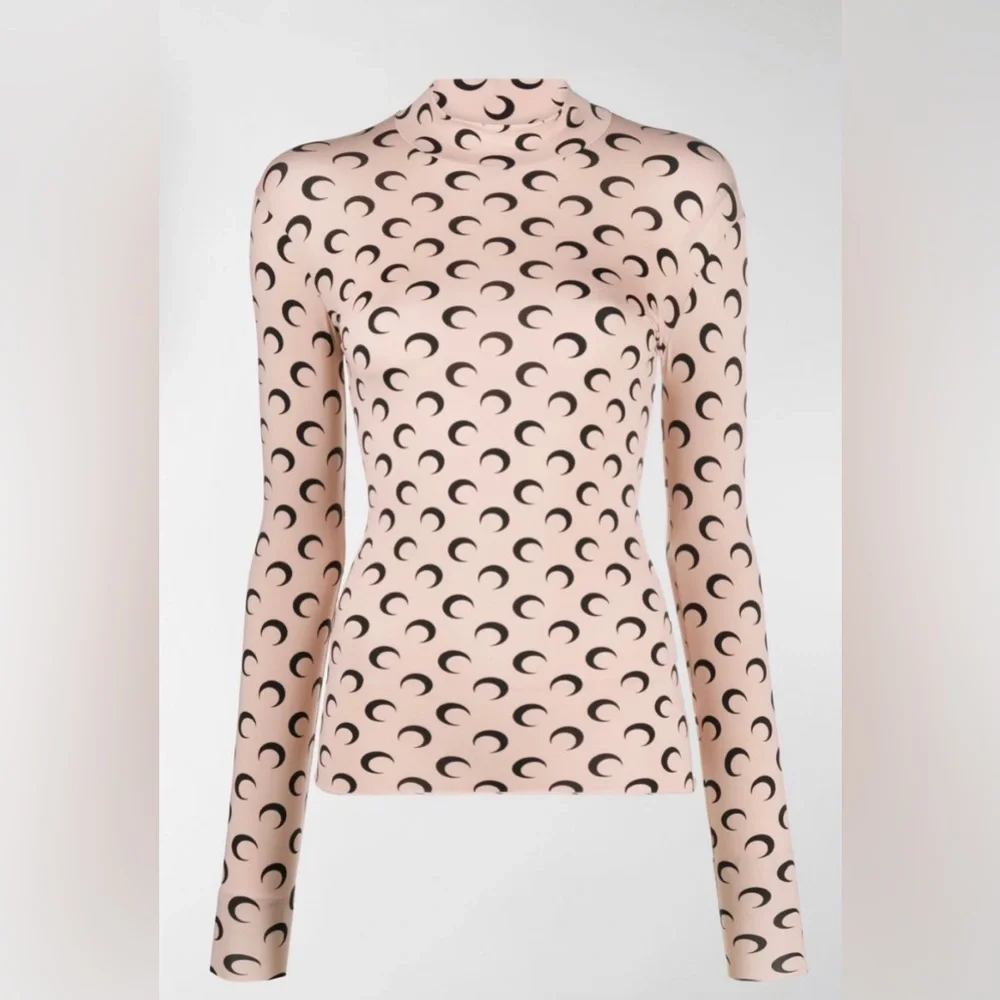 MARINE SERRE β’ Moon Print Turtleneck Second Skin Top - Picture 5 of 16